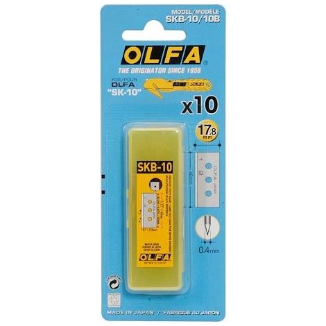 Set di 10 lame rettangolari “SKB-10/10B” per lavori standard, larghezza 17,8 mm, colore argento