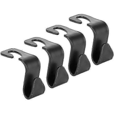 Crochet de suspension multifonction pour dossier de siège intérieur de voiture, support pour sac de rangement arrière et appui-tête (noir, lot de 4) (1/5)