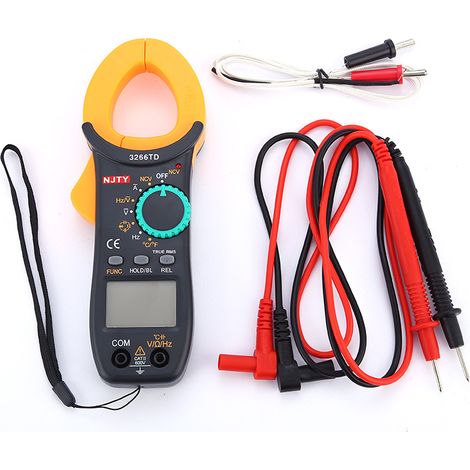 Digitales Zangenmessgerät für Elektriker (mit integrierten Multimeter-Funktionen), ausgestattet mit NCV-LED-Anzeige, Sicherheitskategorie: CAT II 600 V — Misst Wechselstrom, Wechsel-/Gleichspannung, W