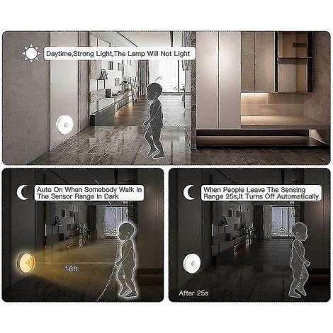 Lot de 3 lampes à détecteur de mouvement, lampe pour placard/meuble, veilleuse LED sans fil (1/2)