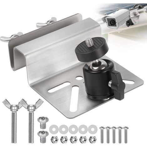 Dachrinnen-Kamerahalterung, Außenkamerahalterung mit schwarzem Kugelkopf, kompatibel mit 1/4 Zoll Schrauben, geeignet für den Außenbereich für Eufy S340 und Solarmodule für Arlo