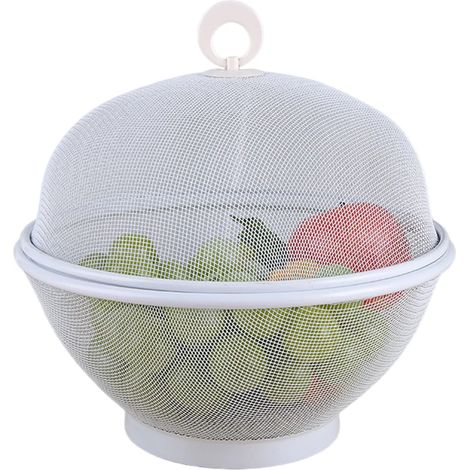 Grande corbeille à fruits en maille avec couvercle, anti-mouches, facile à nettoyer, compatible lave-vaisselle, avec couvercle. (1/5)