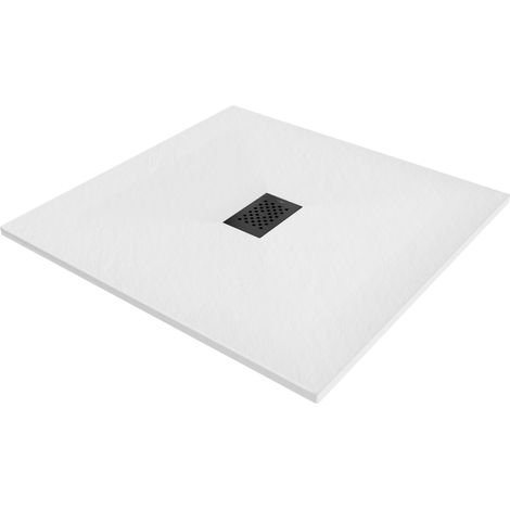 Mexen Hugo plato de ducha cuadrado SMC 100 x 100 cm, blanco, embellecedor negro - 42101010-B (1/5)