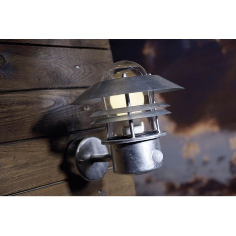 Nordlux Blokhus 25031031 Außenwandleuchte mit Bewegungsmelder Energiesparlampe, LED E27 60 W Stahl