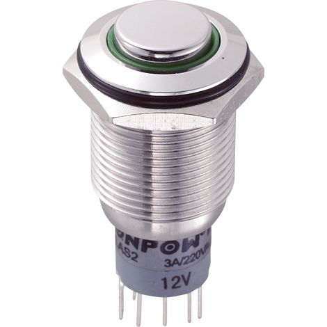 TRU COMPONENTS 701795 LAS2GQH-22E/G/12V/S/P Vandalismusgeschützter Drucktaster 250 V/AC 3 A 2 x Ein/ (1/3)
