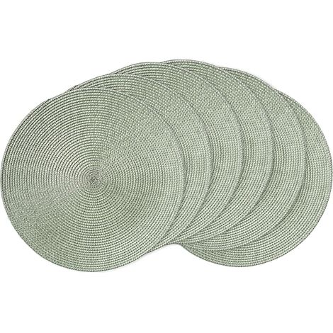 Lot de 6 Sets de Table Ronds tressés de 38,1 cm pour Tables de Salle à Manger, tissés naturels, résistants à la Chaleur, Vert Sauge'Parent'Vert Sauge'15 inches set of 6 (1/5)