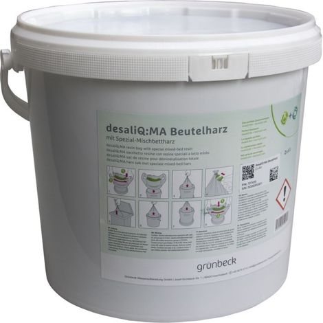 Grünbeck desaliQ sac résine 707435 2 pièces de 6 litres chacune, dans un seau hermétique