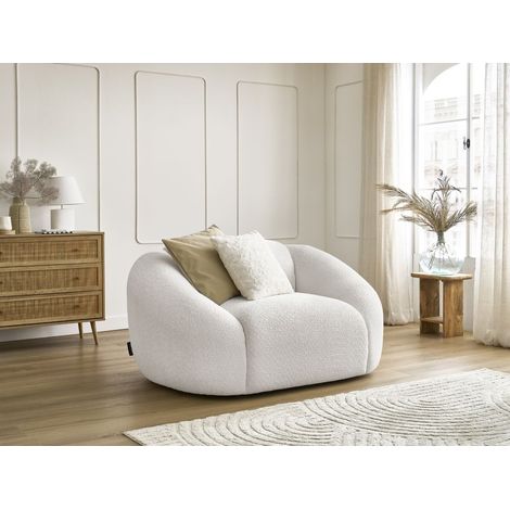 BOBOCHIC - Fauteuil TINA tissu bouclette Blanc (1/5)
