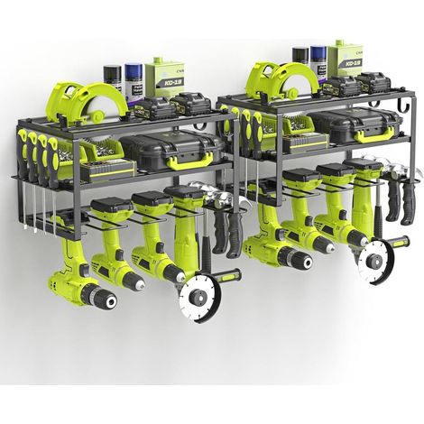 Wandorganizer Werkzeughalter Bohrmaschinen Garage 3 Ebenen - 2 Pack (1/5)