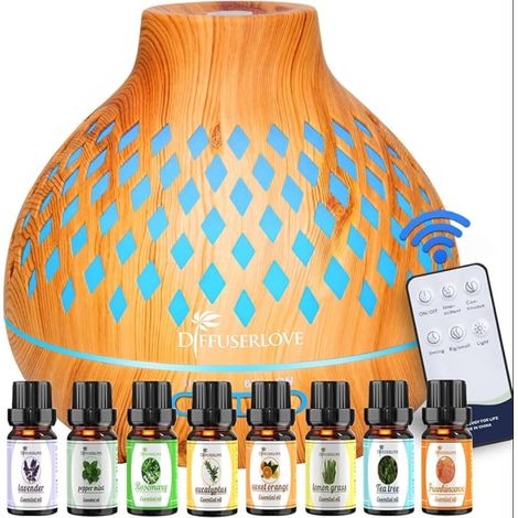 Diffuseur d'Huiles Essentielles Electrique Télécommande Aromathérapie Humidificateur Couleurs Mood Light (1/5)