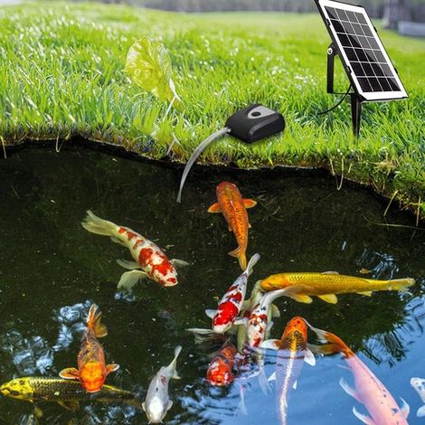 Aérateur solaire de bassin 3,5 W avec batterie de 4000 mAh e USB, convient pour les étangs de jardin, les aquariums (noir) (1/5)