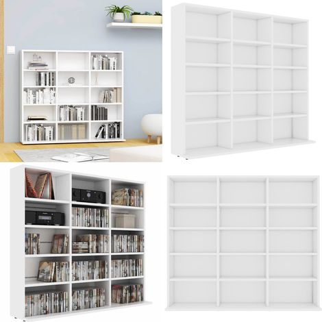 CD-Regal Weiß 102x23x89,5 cm Holzwerkstoff - CD Regal - Holzregale - Wohnzimmermöbel - Medienregal - Aufbewahrungsregale - Home & Living