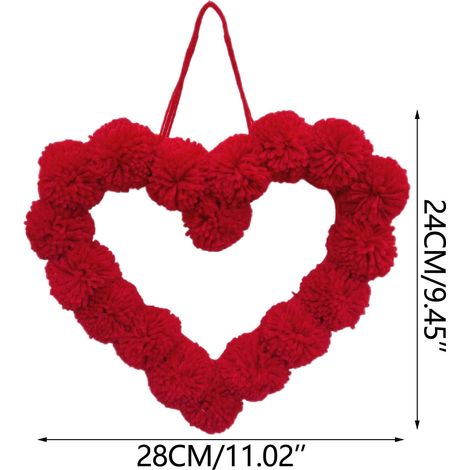 Guirlande De Cœurs En Feutre - 11 Pouces - Décoration Intérieure Et Extérieure Pour Saint-Valentin Anniversaire Fiançailles - Lot De 20 Pompons (1/5)