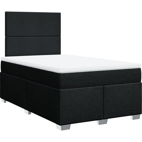 Maison Exclusive - Sommier à lattes de lit avec matelas noir 120x190 cm tissu (1/5)