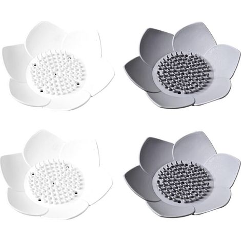 Flower Shaped Soap Dish, Creative Soap Dish, Silicone Soap Dish, Household Drain Soap Dish, Bathroom Accessories 4 Pieces