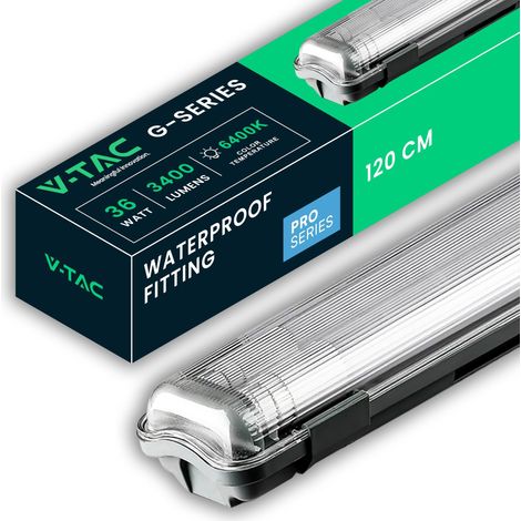 Réglette LED Étanche 120 cm - 36W - HAUTE LUMINOSITÉ - IP65 - Double Tube Led - Plafonnier Lampe 3400 Lumen pour Plafond, Garage, Magasin - Lumière Blanc Froid 6500K (1/5)