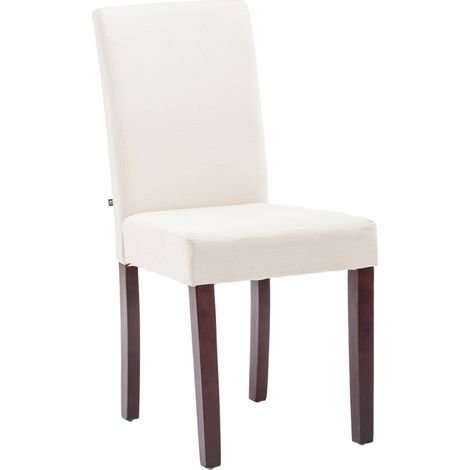 Chaise de salle à manger Ina en tissu avec Pieds en Bois Crème Cappuccino (1/5)