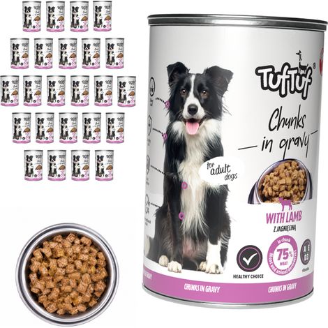 TufTuf Nassfutter für Hunde, Lamm, Dose, 24 x 415 g, Stückchen in Soße (1/3)