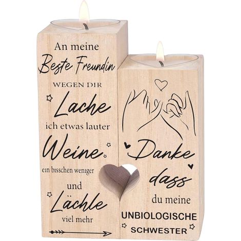 Candeliere in legno con candele Regalo per la migliore amica (1/5)