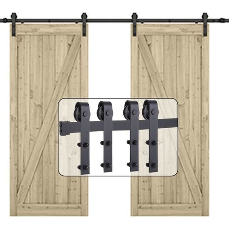 – Kit de rail de porte coulissante 3,05m – Acier au carbone – Charge max 100kg – Système silencieux pour espaces réduits (1/5)