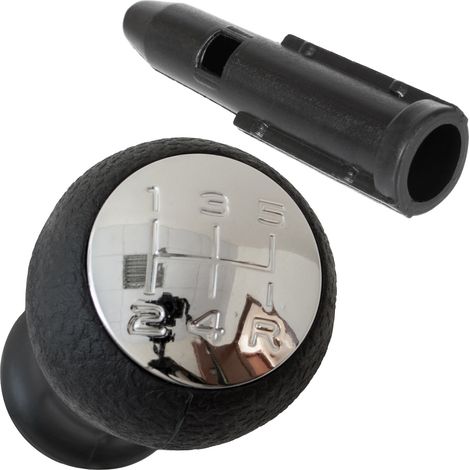 Pomo de palanca de cambios Peugeot 207 CROMADO ESQUEMÁTICO + adaptador / adaptador de palanca de cambios (2 piezas). JUEGO (1/2)