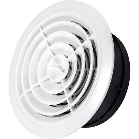 Grille de ventilation pivotante, adaptée à la ventilation des salons, combles, salles de bains, etc., blanche - diamètre d'ouverture 70 mm. (1/5)
