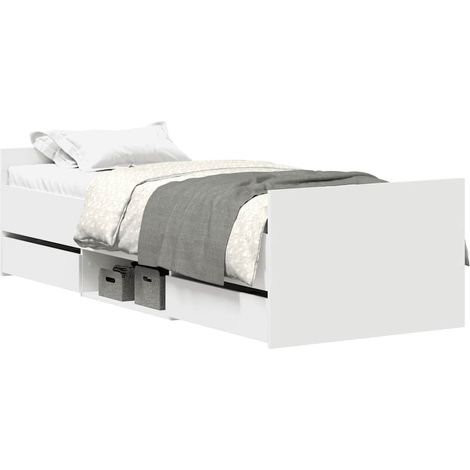 Lit simple Lit adulte Cadre de lit sans matelas blanc 90x190 cm (1/5)
