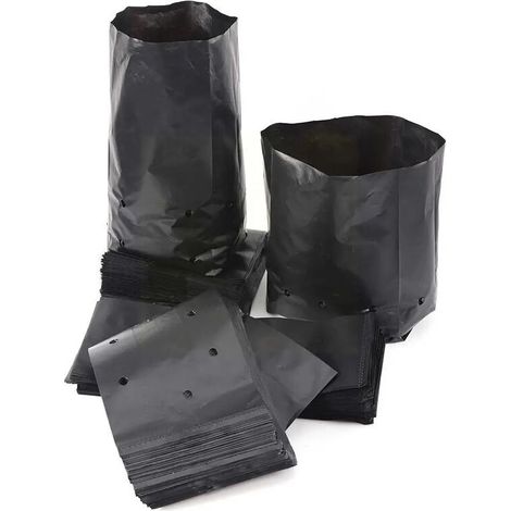 100 bolsas de plástico PE para vivero, bolsas de cultivo para plántulas, macetas con agujeros transpirables para frutas, verduras, flores, jardín