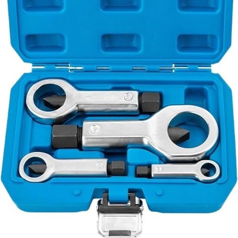 Kit de 4 douilles pour extracteur d'écrous rouillés 9-27 mm, fendeur d'écrous endommagés, outil de retrait de boulons grippés, pour garage et mécanique automobile (1/4)