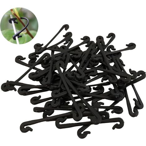 150 pezzi di legacci per viti, ganci ad anello in plastica, supporti per uva da giardino, clip per legare ortaggi, anello in plastica nera (1/5)