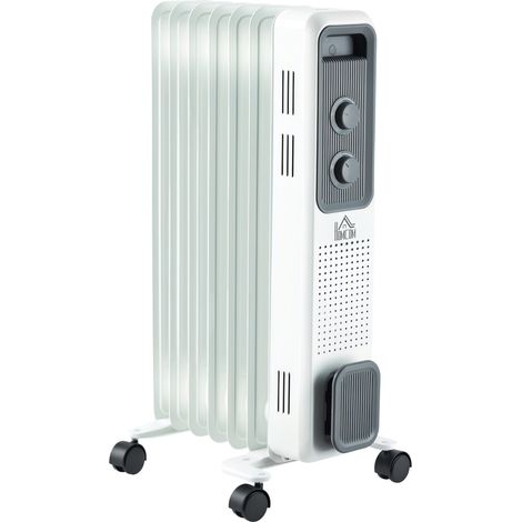 HOMCOM Oil Filled Radiator Portable Heater W/ 7 Fin, 3 Heat Settings, White (1/5)