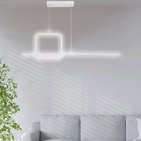 TrAdE Shop Traesio - Lampadario A Sospensione Led 48w Design Quadrato Linea Bianco Ip20 Luce 6500k 33542 - (1/5)
