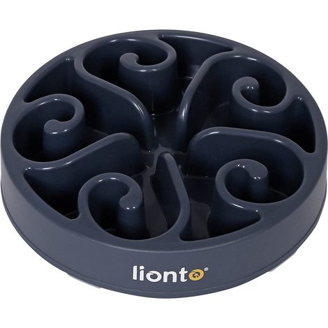 lionto Ciotola anti-ingozzamento per cani e gatti, Ø 20 cm, altezza 5 cm, capacità fino a 450 g, ciotola antiscivolo in plastica alimentare, lavabile in lavastoviglie fino a 100°, grigio scuro (1/5)