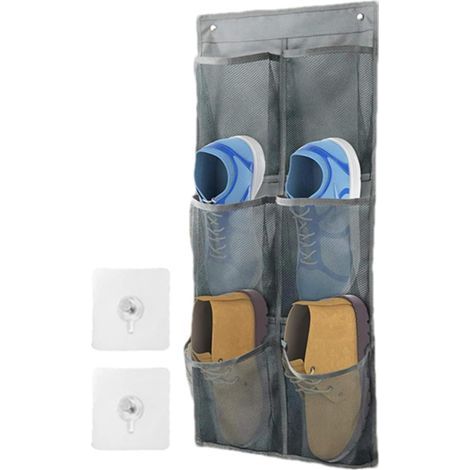 Wall Mounted Shoes Rack with Sticky Hanging Mounts,Shoes Holder Storage Organizer Shelf, Door Shoe Hangers (1/5)