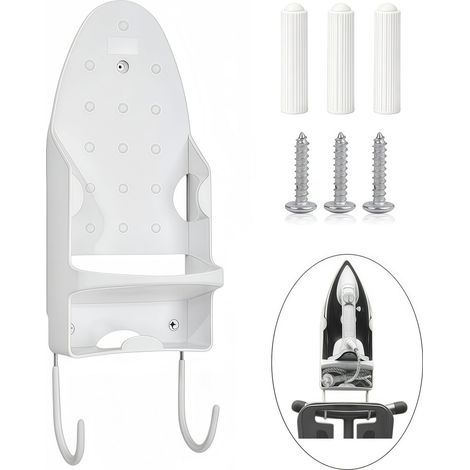 Wall-mounted adjustable ironing board holder, white (1/3)
