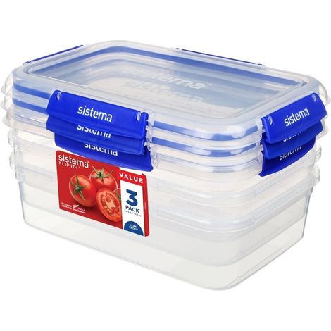 Boîte Alimentaire Rectangulaire Sistema Klip IT Plus 2,2 Litres - Lot de 3 - Sistema
