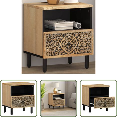 Bois de manguier - Table de chevet 40x33x46 cm Bois de manguier solide (1/5)