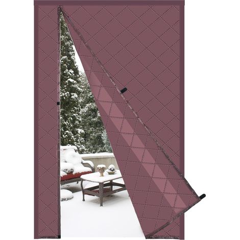 Magnétique Rideau de Porte Isolant Thermique 120x210cm, Marron (1/5)