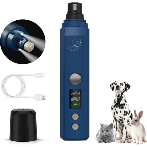 Dog Nail Grinder, With 2 Led Light 2-Speed USB Rechargeable Cordless Electric Pet Nail Trimmer, Lcd Display, For Small Medium Large Dogs Cats (1/5)