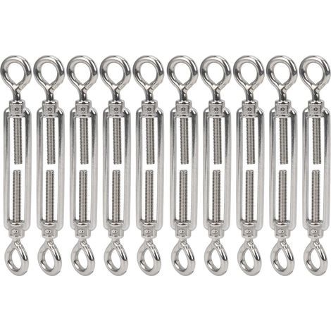 10 Pièces en Acier Inoxydable Oeil et Oeil M6 Tendeurs à Corps Ouvert pour Câble de Tension ou Tendeur de Corde Tendeur de Câble de Tension Matériel de Fixation D'outil