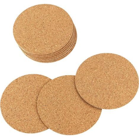 Lot de 100 sous-verres ronds en liège - réutilisables - absorbants - diamètre 10 cm - pour tables à manger, bureaux et bars (1/5)