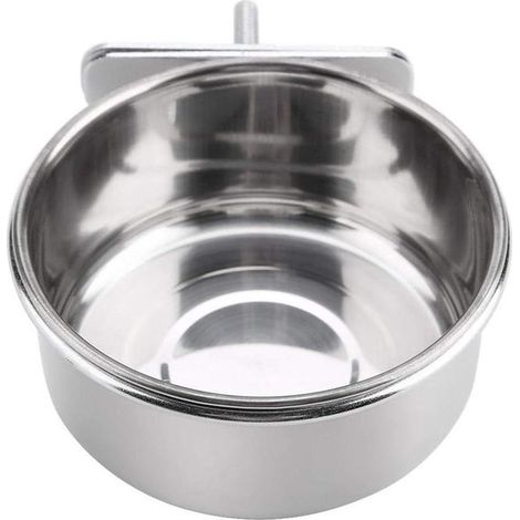 Mangiatoia per pappagalli - Mangiatoia sospesa per calopsitte, conuri e pappagalli dalla coda lunga, composta da un set di ciotole in acciaio inox con clip - facile da installare. (1/5)