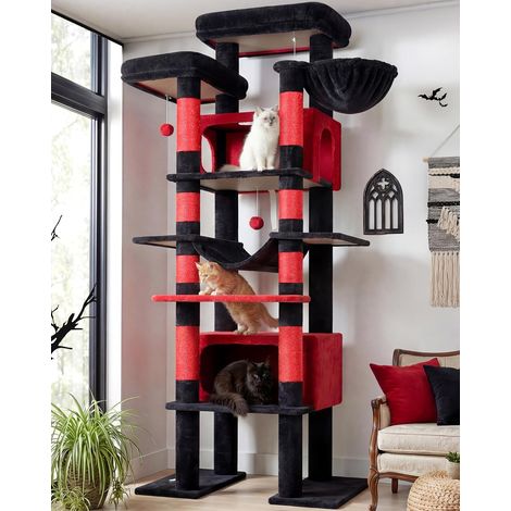1 Arbre à chat, hauteur 213 cm, 2 niches spacieuses, poteaux sisal, intérieur multi-chats (1/5)