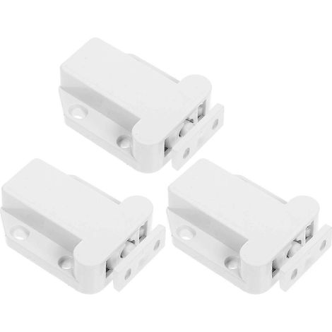 Loquet de porte dissimulé à fermeture automatique - Plastique blanc, lot de 15 pièces pour cuisine et salle de bain, installation sans outil (1/5)