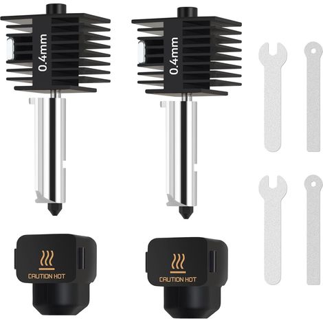2Pcs A1 Mini High Temp Hotend 0,4mm avec Groove et Clés de Serrage Buse en Acier Trempé+Bloc Chauffant en Laiton Chromé+Chaussette en Silicone for A1 (1/5)