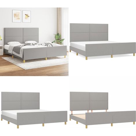 Cama sin colchón tela gris claro 180x200 cm - Cama con cabecero - Cama gris claro