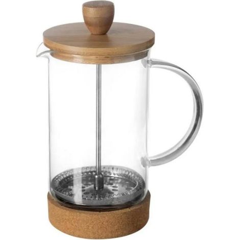 Cafetière 60 cl en verre et bambou - Transparent - D 9 cm (1/5)