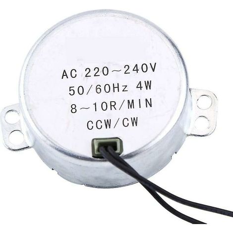 CREA Moteur synchrone électrique à micro-ondes pour moteur de table de remplacement, moteur synchrone rond 4 W Cw/ccw 220-240 V (8-10 tr/min)