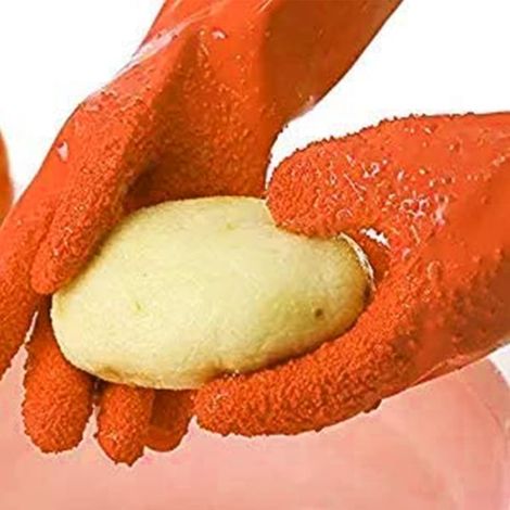 Gants Magic Quick Peel pour une préparation facile des fruits et légumes, rouge orange, ustensiles de cuisine. (1/5)