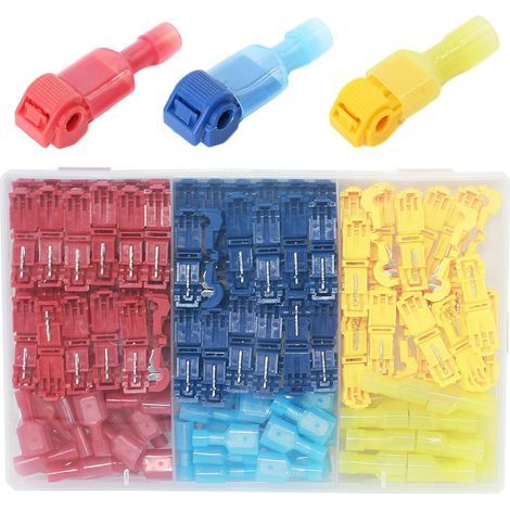 140 pezzi di connettori rapidi a T per fili elettrici, adatti per cavi da 0,5-4,0 mm², tipo T, ideali per il cablaggio di faretti incassati, auto e moto. (1/5)